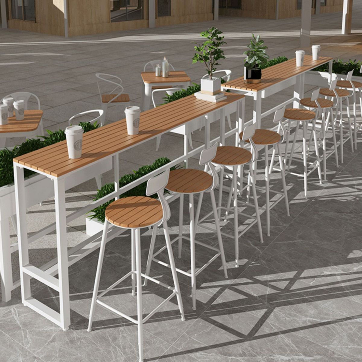 Modern Engineered Wood Pub Table Set 1/2/5 Pieces Rectangle Trestle Counter Set