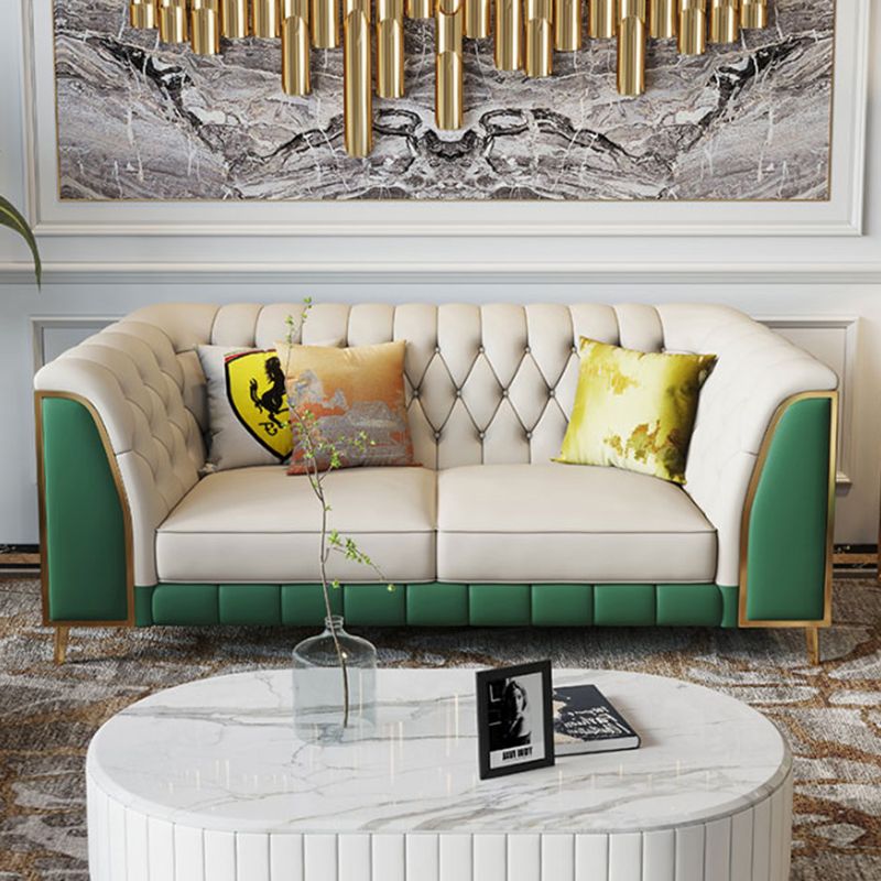 Leather Tuxedo Arm Sectional Sofa 33.46"High Tufted Split-Back Sofa