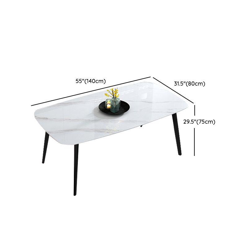 Home Sintered Stone Kitchen Table Industrial Rectangle Fixed Dining Desk