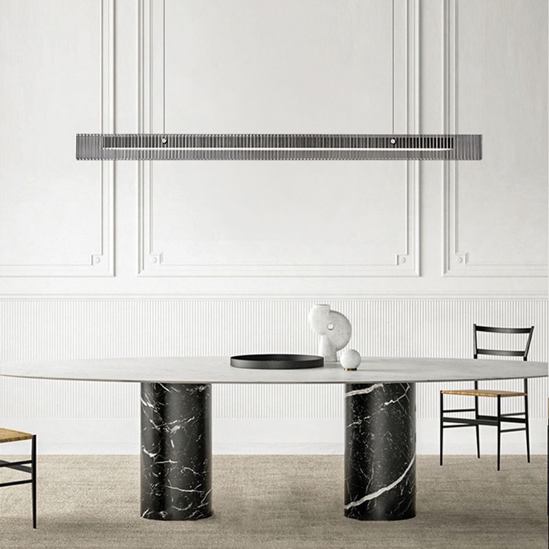 Dining Room Nordic Modern Island Light Fixture LED Linear Glass Pendant Light