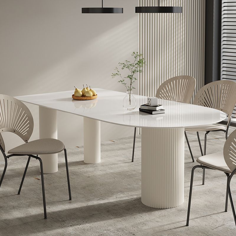 Free Form Stone Top Dining Table for Home Contemporary White Dinette Table