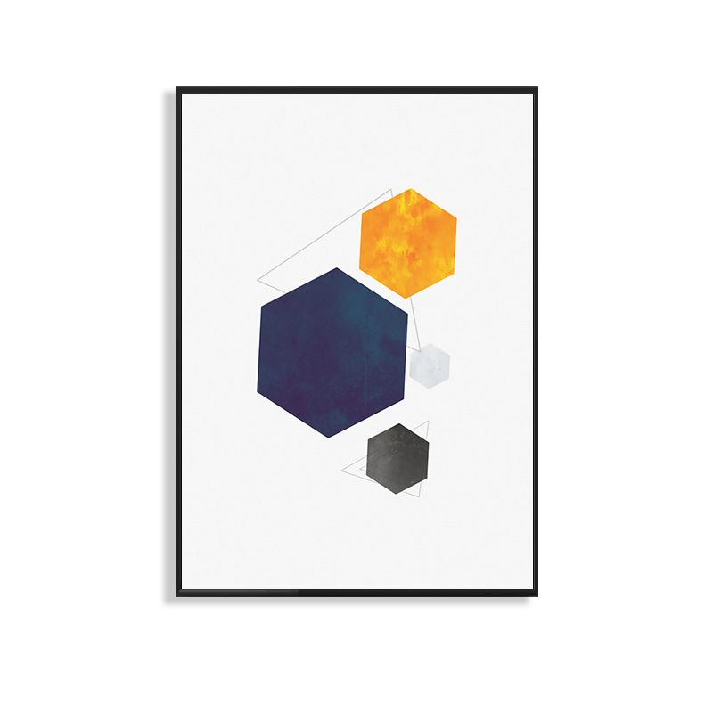 Textured Novel Hexagon Pattern Art Contemporary Style Canvas Painting, Multiple Sizes