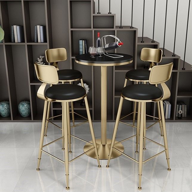 41.3"H Glam Style Bar Table Faux Marble Pedestal Bar Wine Table,