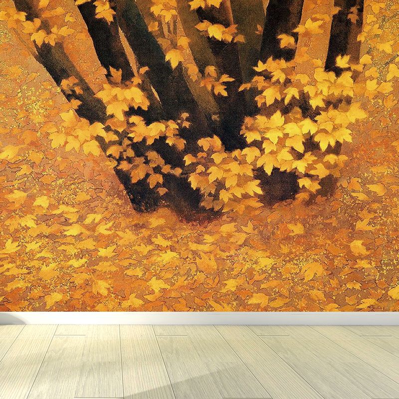 Whole Maple Leaves Wall Mural Moisture Resistant Modern Dining Room Wall Covering