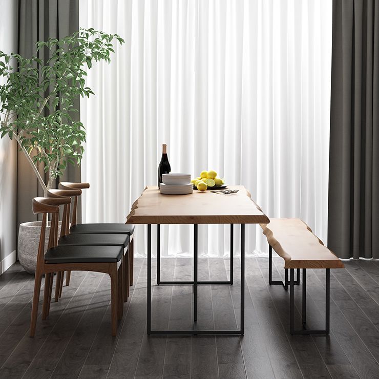 Modern 1/5 Pieces Dining Set Rectangle Pine Wood Dining Table for Cafe