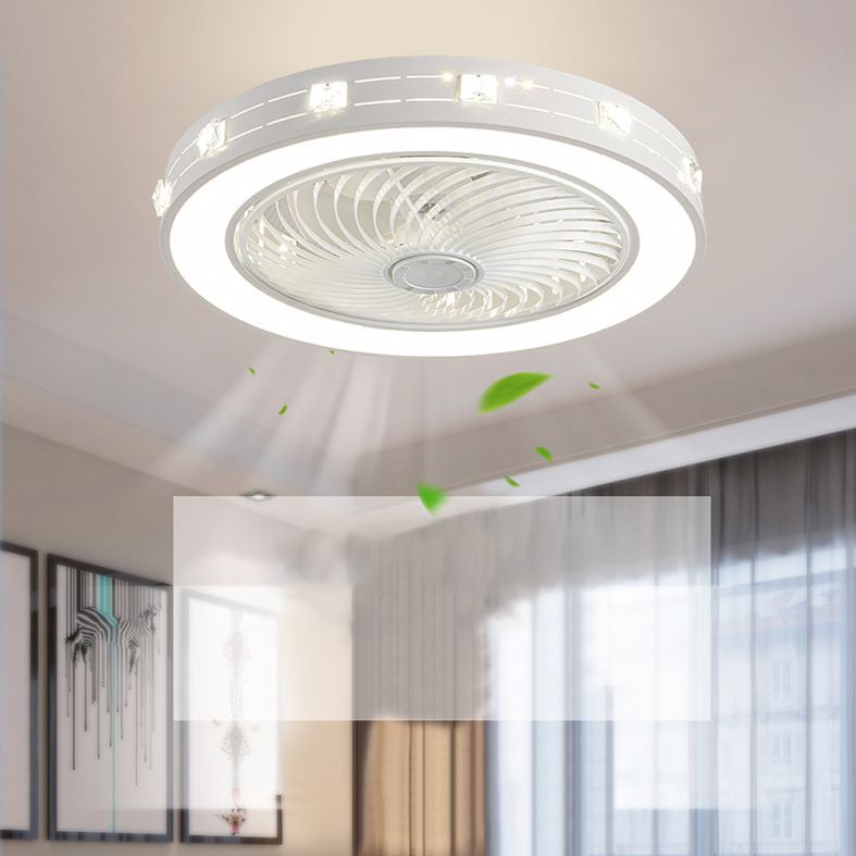 Schlafzimmer Lüfterleuchte Nordic White Semi Flush Deckenlampe mit Trommelmetallschatten