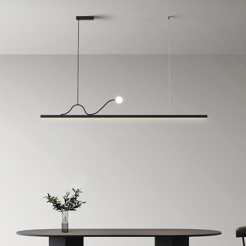 Black LED Island Light Modern Style Island Hanging Lamp with Acrylic Shade for Dining Room