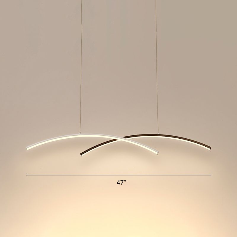 Black and White Arc Ceiling Lighting Simplicity LED Metal Hanging Island Light for Living Room