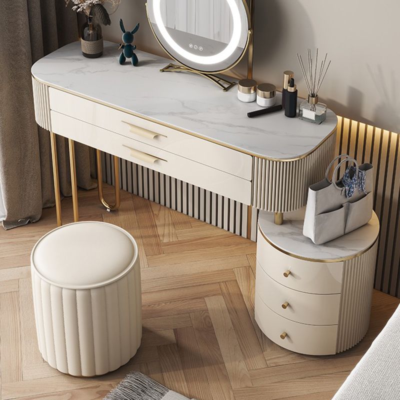 Slate Top Glam Makeup Counter Solid Wood Dressing Table with Drawers