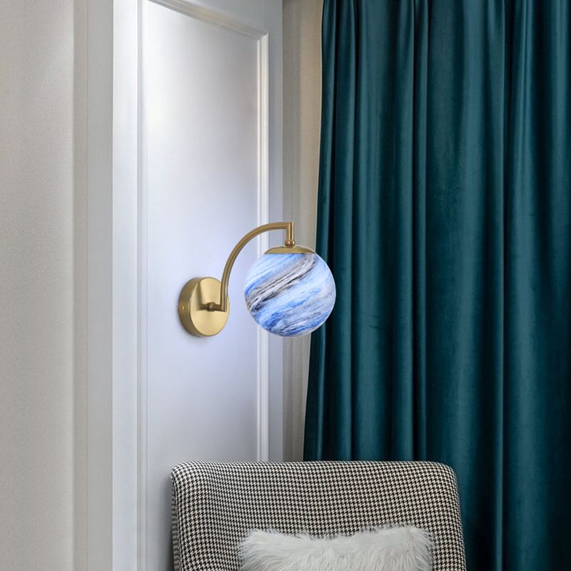 Contemporary Wall Sconce Globe Glass Wall Light Fixture for Bedroom