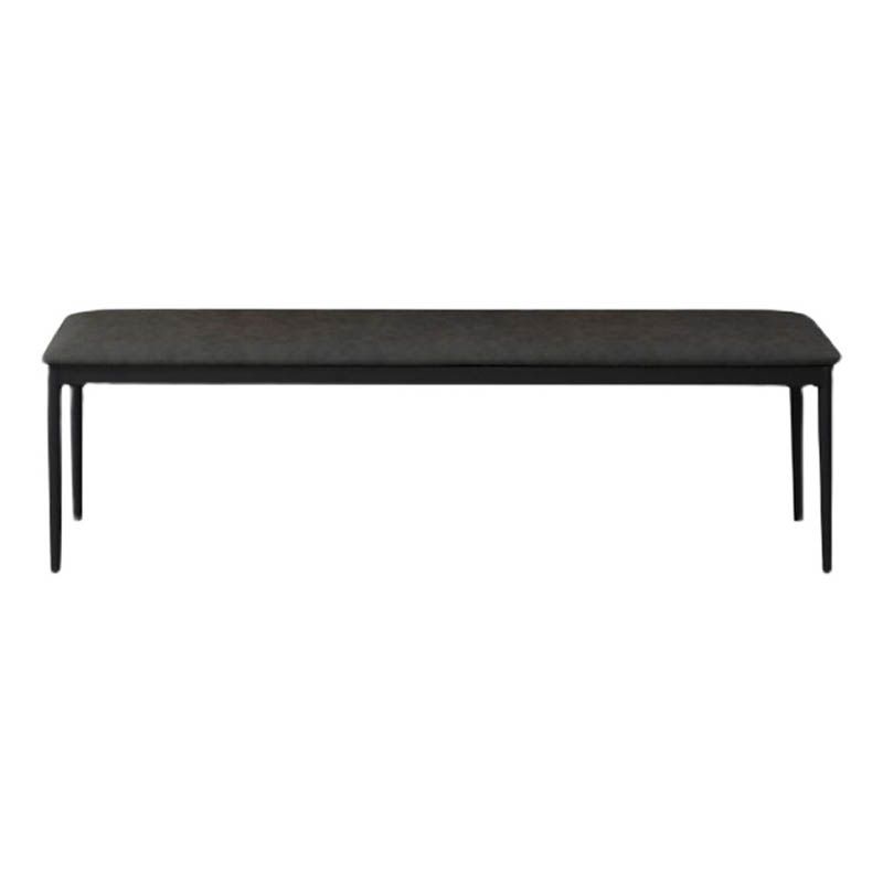 Contemporary Upholstered Bench Metal Home Seating Bench with Black Legs