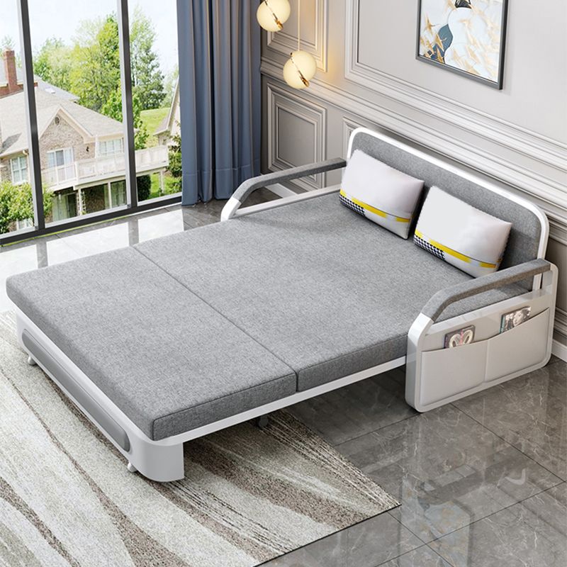 33.46" Wide Sleeper Sofa Light Gray Linen Sofa Bed with Storage
