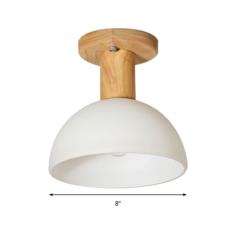 Hemisphere Shade LED Semi Ceiling Mount Light Simple Frosted Glass Ceiling Lamp for Stair Kitchen
