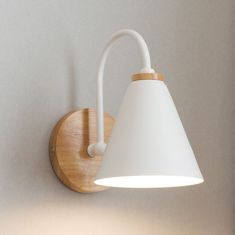 Contemporary Cone Wall Mounted Lighting Wood Wall Mount Lamp for Living Room