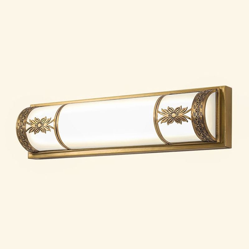 Traditional Linear Wall Mounted Lamps Milky Glass Wall Mount Light Fixture for Bathroom
