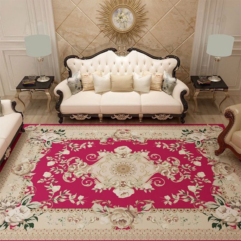 Retro Medallion Printed Carpet Polyester Area Rug Non-Slip Backing Indoor Carpet for Living Room