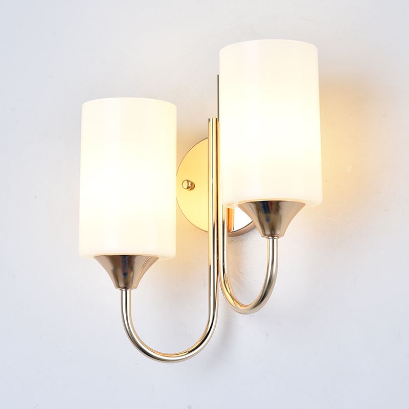 Modern Style Cylinder Wall Sconce Lights Glass 2 Lights Wall Mount Lighting