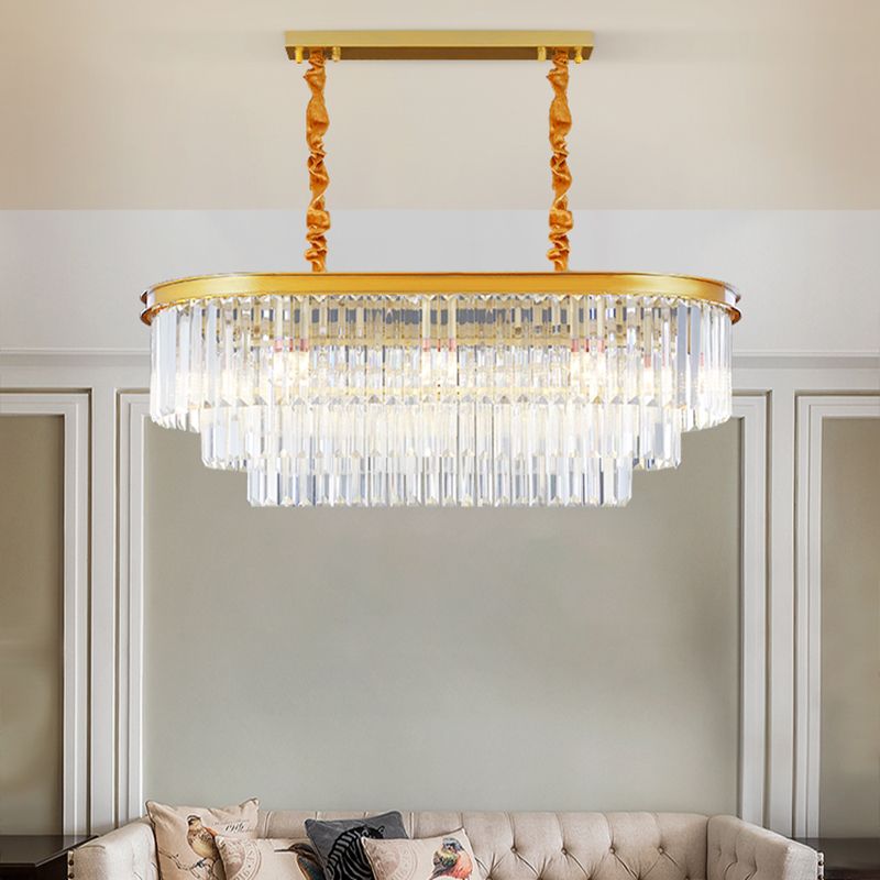 Linear Indoor Island Lighting in Modern Style Crystal Pendant Lighting