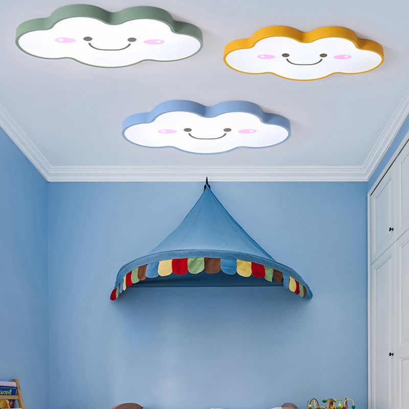 Kids Bedroom Smiling Cloud Ceiling Mount Light Acrylic Nordic Style Ceiling Fixture