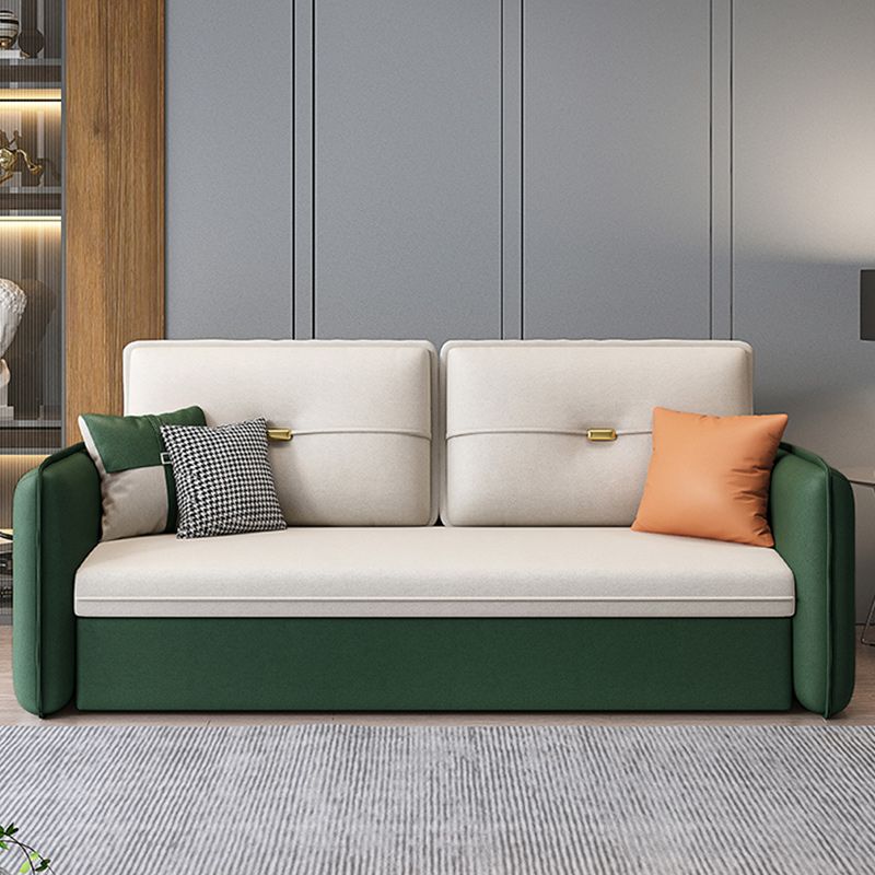 Contemporary Square Arm Faux Leather Stain Resistant Bed Sofa Couch