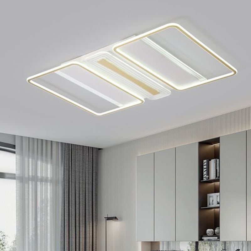 Chiaro rettangolo acrilico semi -filo moderno stile moderno bianco vicino alla lampada del soffitto in luce calda/bianca