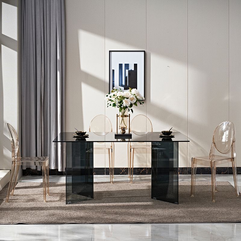 Rectangle Double Pedestal Home Furniture Clear Glass Dining Room Collection