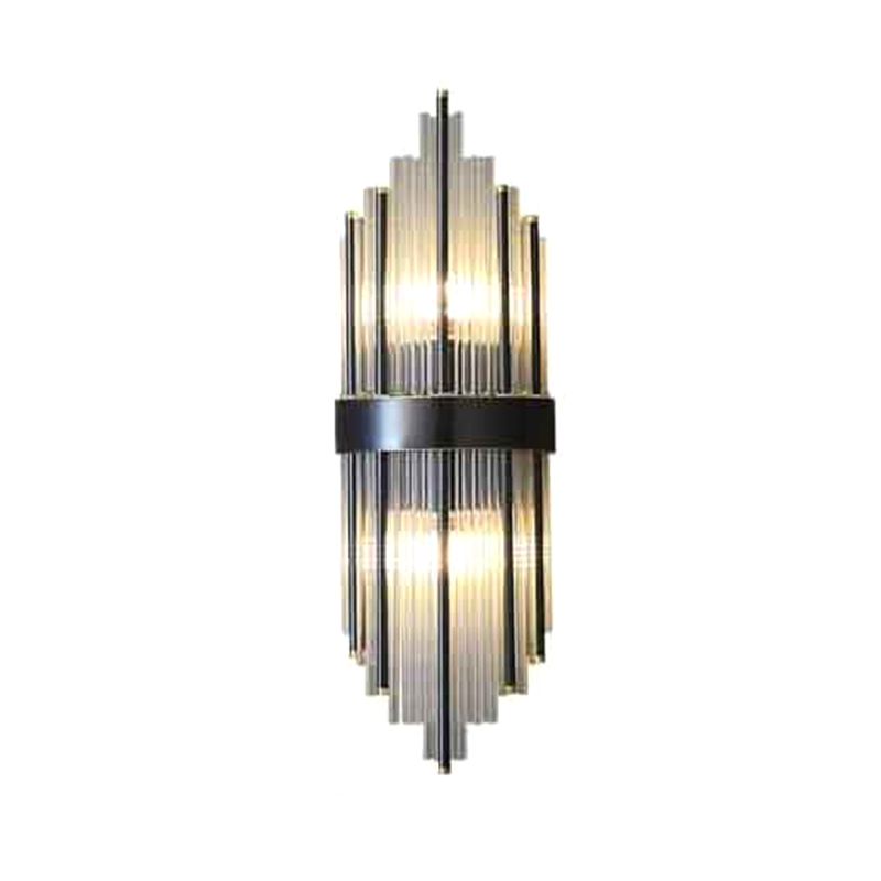 2 Lights Post Modern Wall Lamp Minimalist Linear Crystal Brass Sconce Light Fixture for Indoor