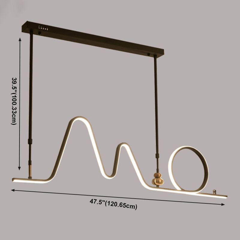 Contemporary Geometric Island Lights Aluminum Island Chandelier in Black