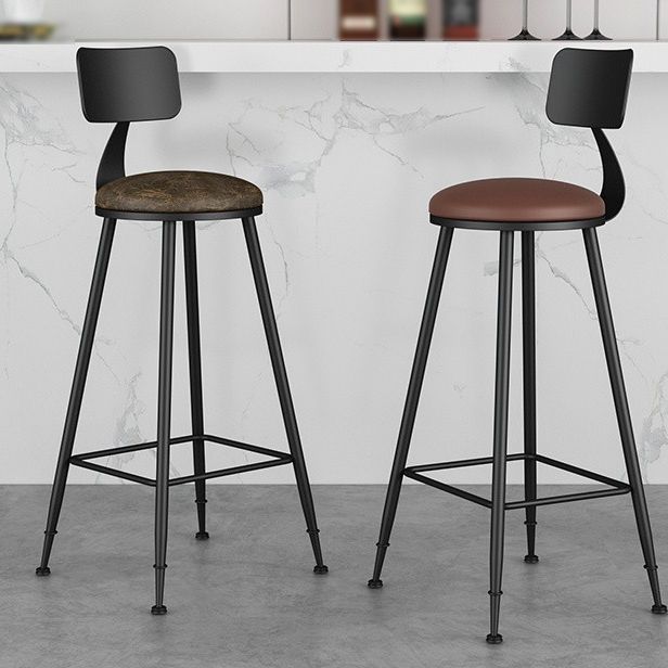 Industrial Matte Finish Coffee Shop Stool Footrest Low Back Stool