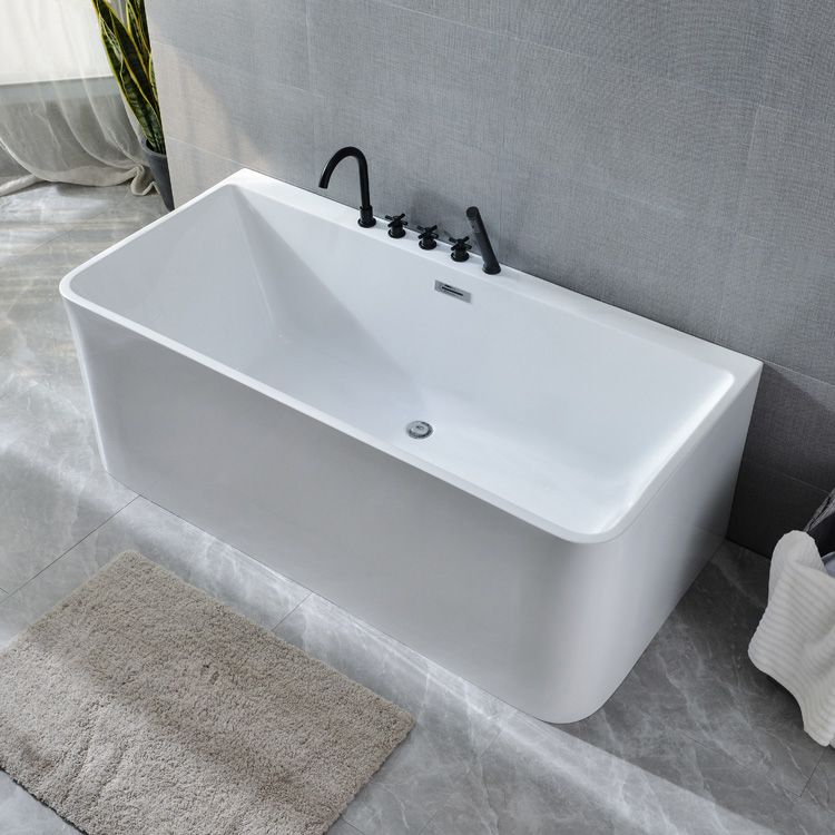 Back to Wall Bathtub Rectangular Antique Finish Soaking Bath