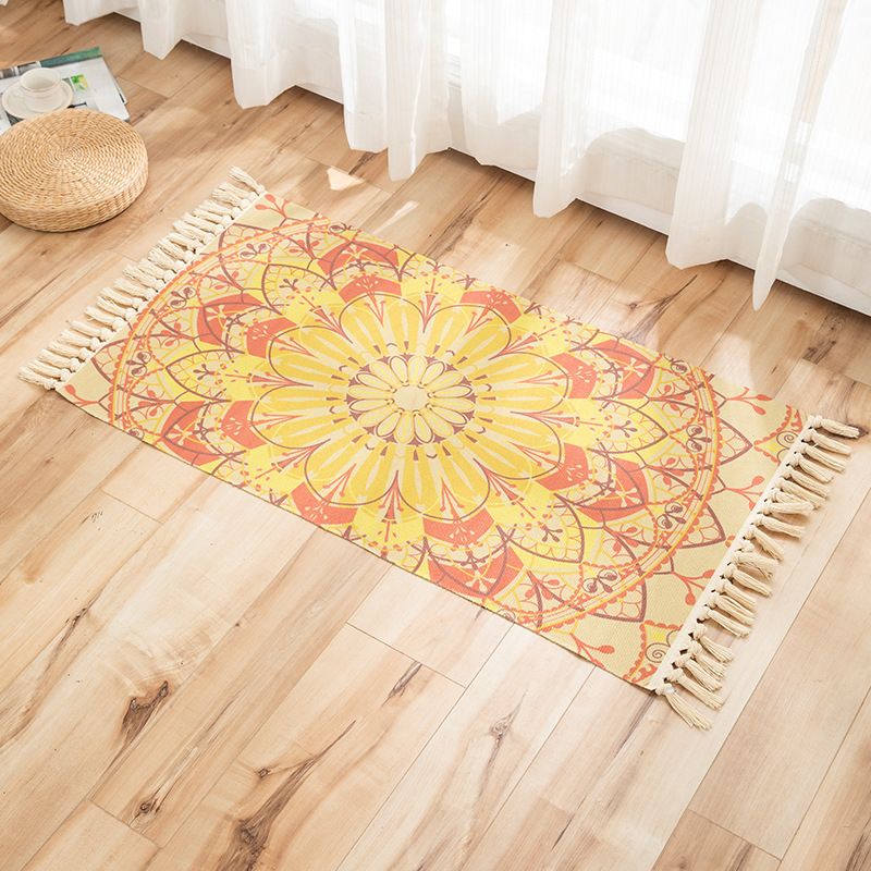Levendige planten gebreide vloerkleed multi -gekleurde modern tapijt synthetisch huisdiervriendelijk tapijt voor logeerkamer