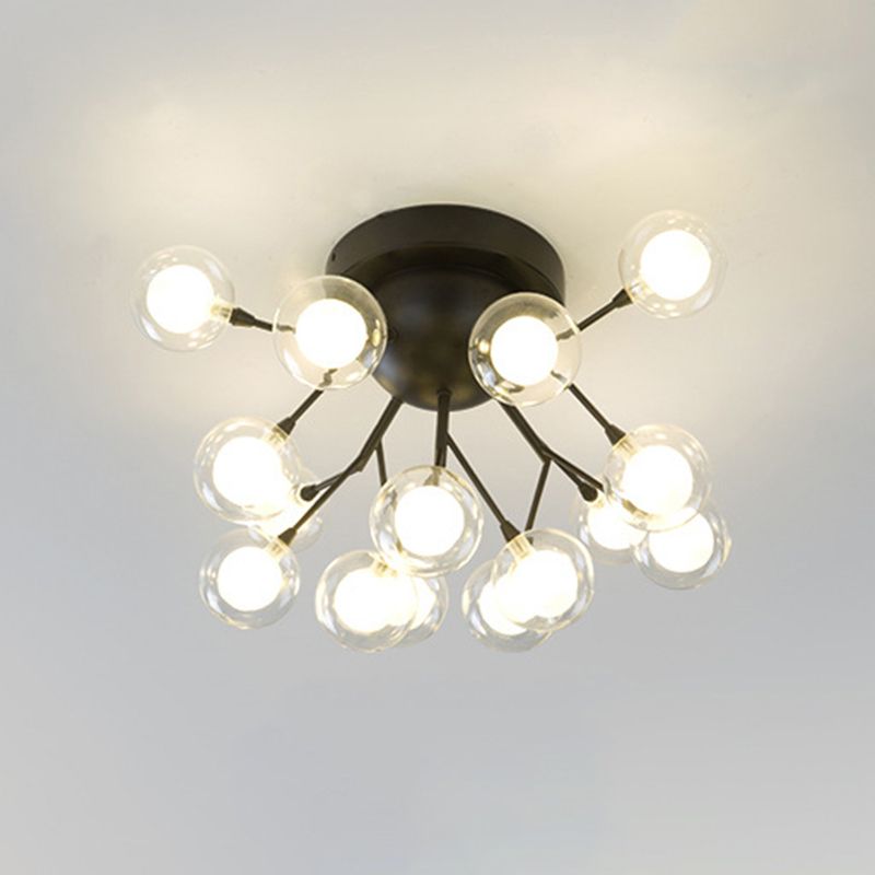 Metallic Tree Branch LED Semi Flush Light Nordic Style Flush Mount Ceiling Chandelier