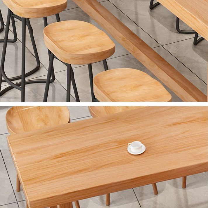 Modern 1/5/6/11 Pieces Bar Table Set Rectangle Pine Wood Counter Table with Stools