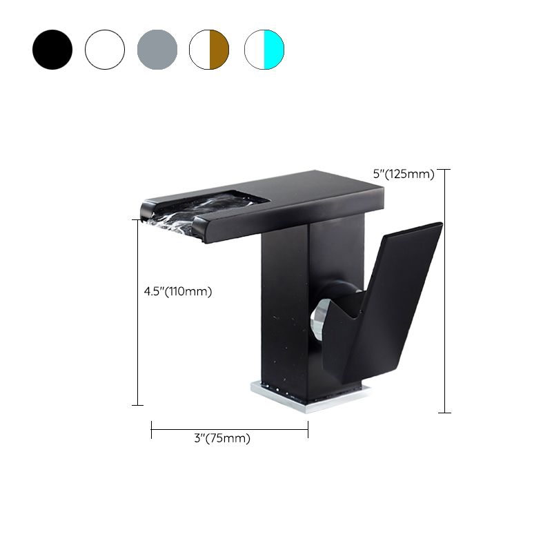 Waterfall Spout Vessel Sink Faucet Single Handle Square Faucet