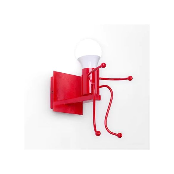 Sitting People Shaped Night Light Metal Single Bulb Modern Stylish Wall Light in Red