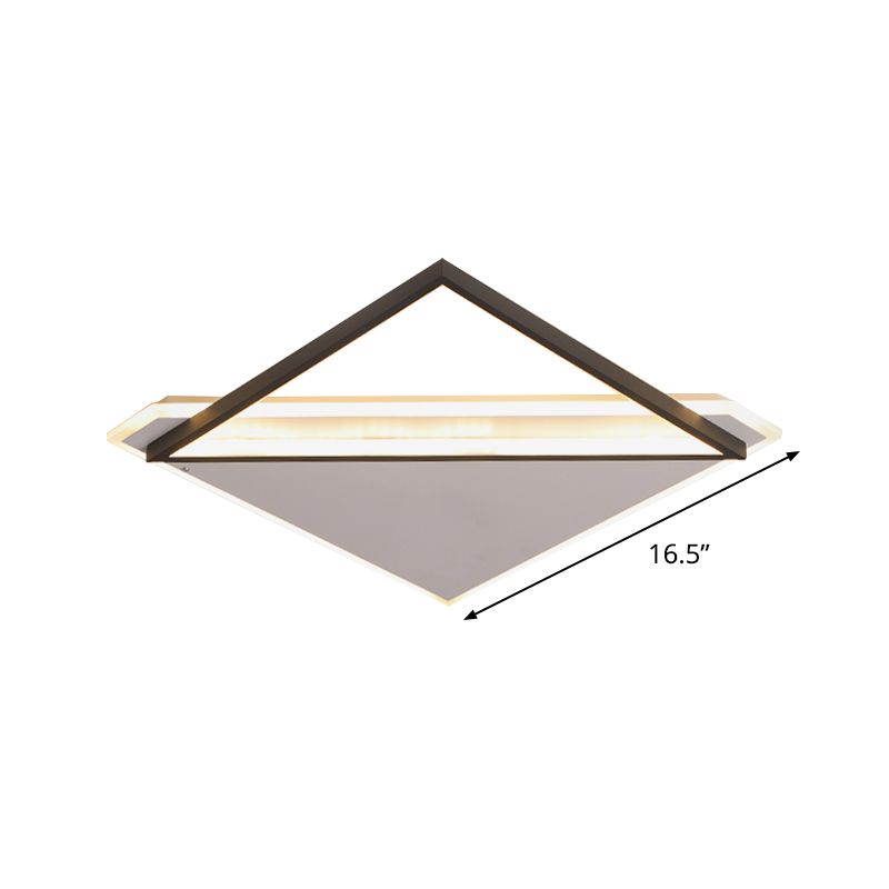 Frame-Panel Gecombineerde Rhombus Flushmount Minimale Creatieve Metalen Zwart-Witte LED Plafondlamp in Warm/Wit Licht, 16.5"/20.5" Breed