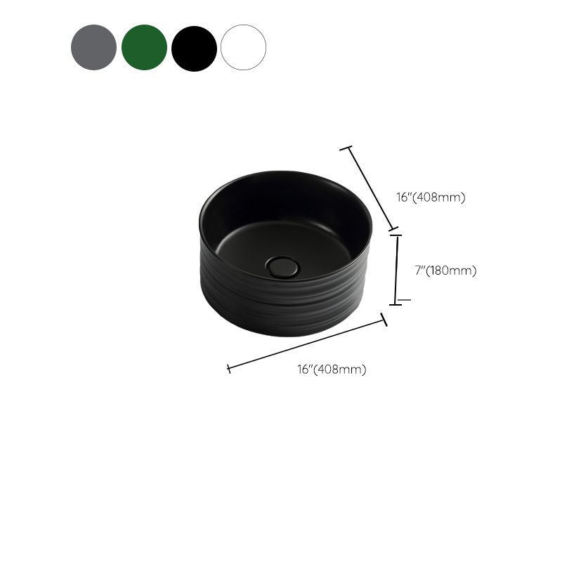 Modern Vessel Bathroom Sink Circular Porcelain with Pop-Up Drain Vessel Sink