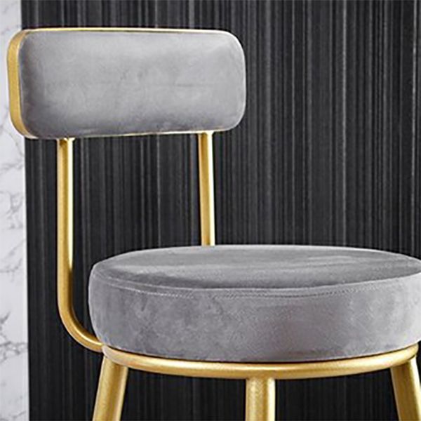 Glam Metal Barstool Fabric Backrest Counter Stool with Gold Base