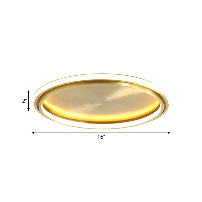 16"/19.5" Wide Modern Circle Flush Mount Lighting Metallic LED Bedroom Ceiling Flush in Gold
