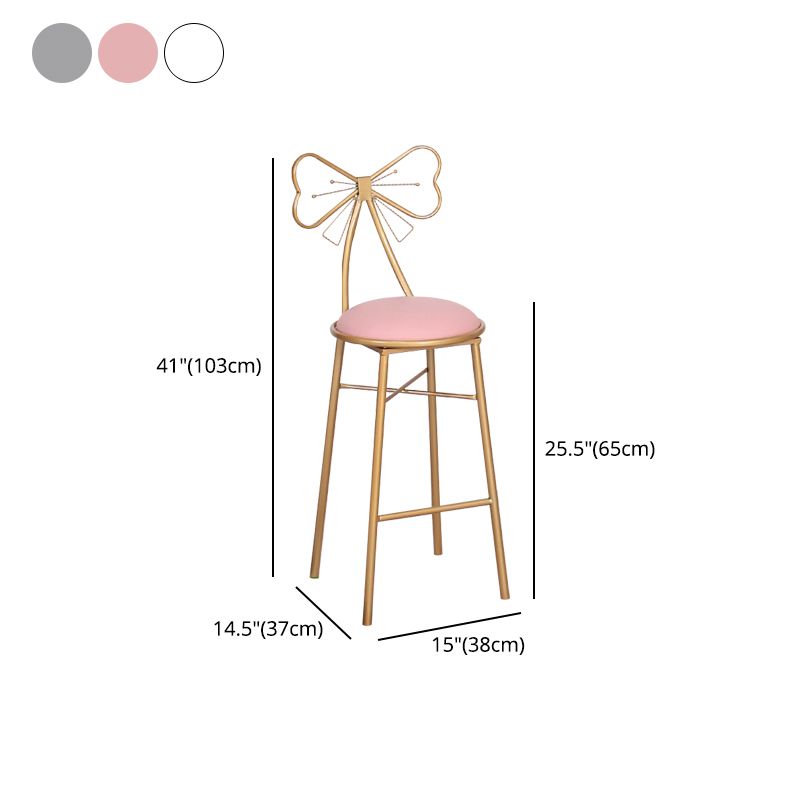 Nordic Armless Backrest Counter Stool Iron Cafe Bar Stool with Leather Cushion and Pedal