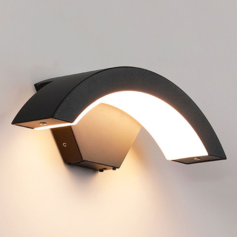 Simple Wall Sconce Curve Outdoor Sconce Light Fixture in Black