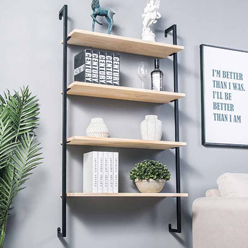 Contemporary Wall Unit Bookshelf with Iron Frame Manufactured Wood Shelf
