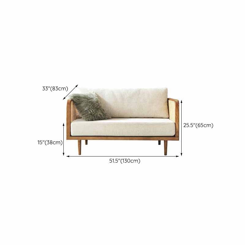 25.59" High Linen Sofa White Tuxedo Arm Sofa with Loose Back