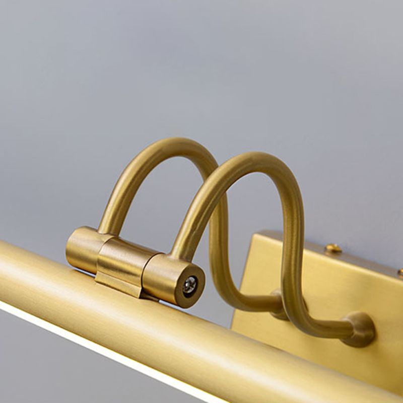 Brass Straight Mirror Light Modern Style Single Light Wall Lamp for Bedroom