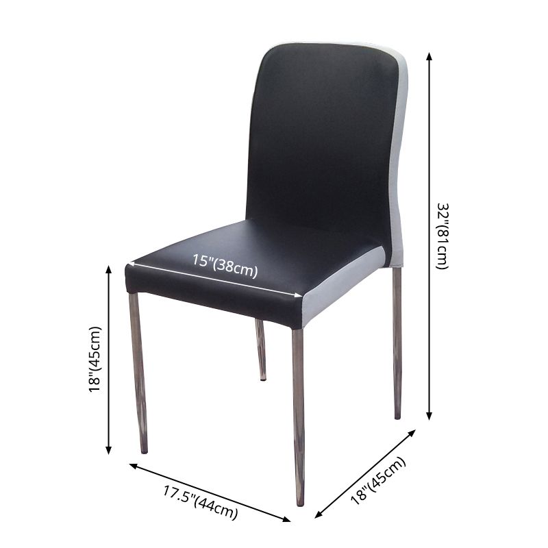 Chaise d'appoint contemporaine en cuir à dossier solide, chaises de salle à manger empilables noires et blanches