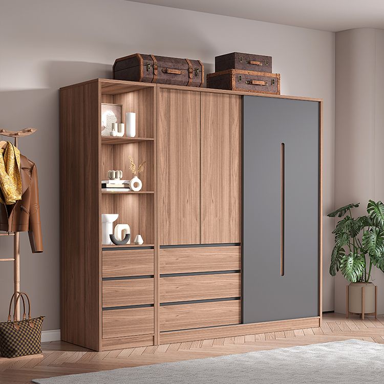 Contemporary Sliding Door Storage Cabinet Bedroom Cabinet with Drawers