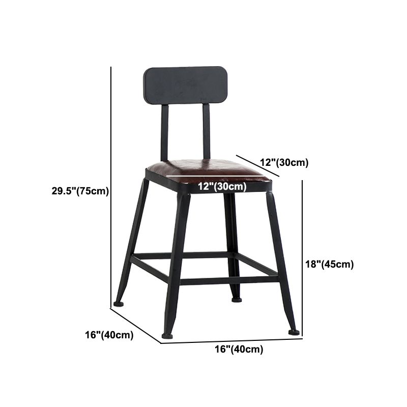 Industrial Metal Barstool Faux Leather Backless Counter Stool with Iorn 4 Legs