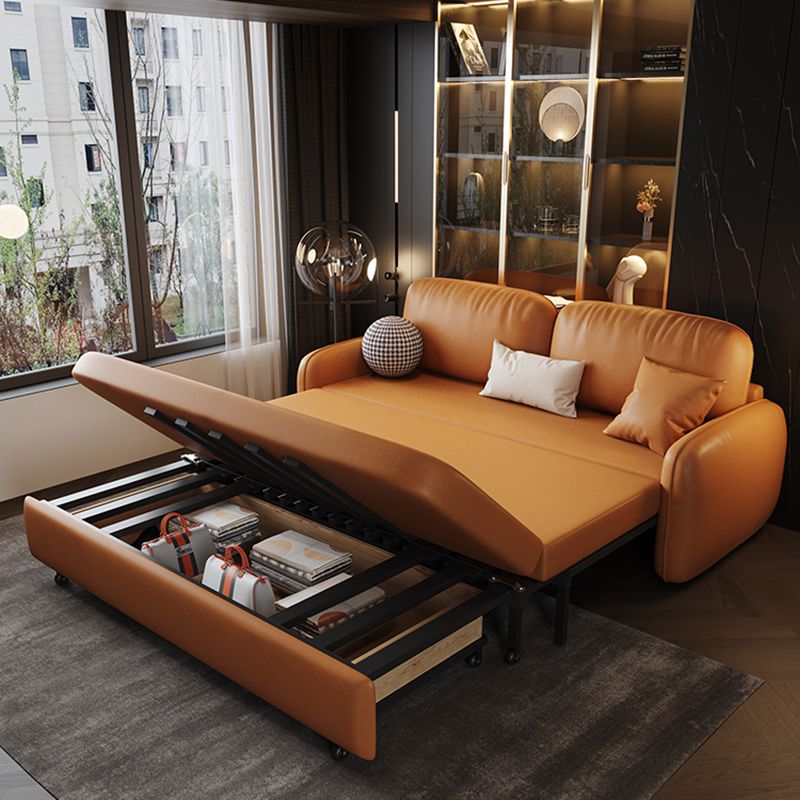 Stain Resistant Faux Leather Contemporary Square Arm Bed Sofa Couch