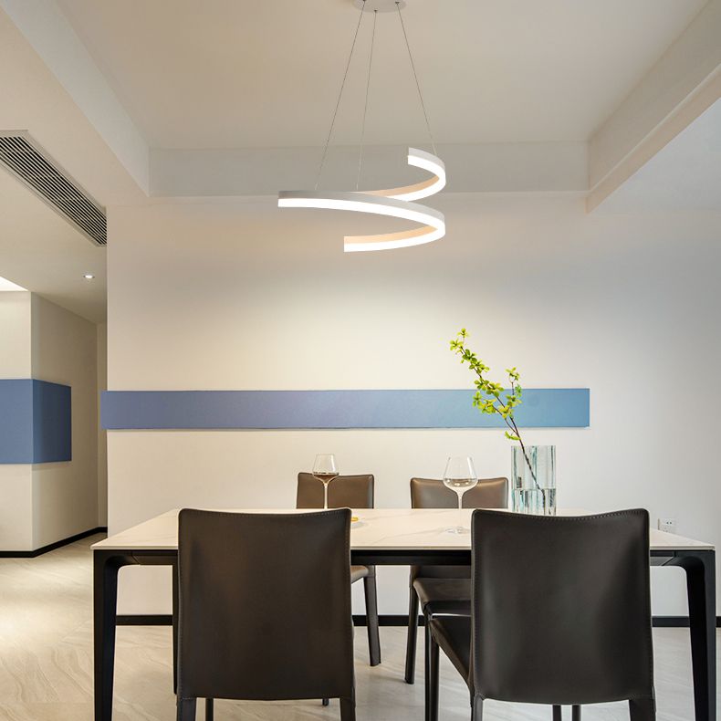 Curvas sin costuras Luz de colgante lámpara de lámpara contemporánea metal 1 luz