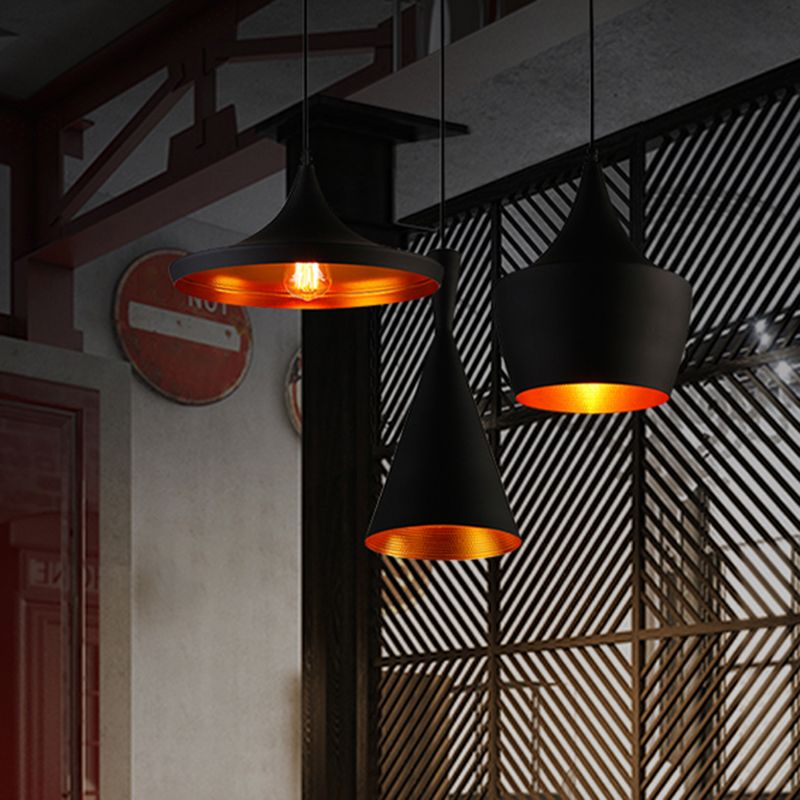 1 Light Schoolhouse Hanging Pendant Lights Industrial Style Metallic Pendant Ceiling Lights